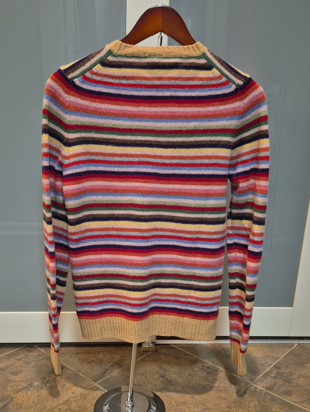 GAP vintage Multicolor Striped rainbow crazy stripes lambswool Sweater - Picture 2 of 3